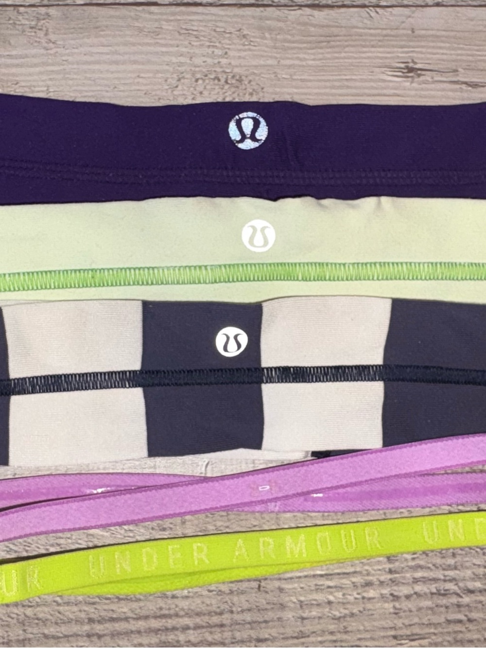 lululemon athletica Purple, Lime, Black & White Hairbands Pack